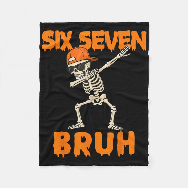 67 Halloween Funny Six Seven Meme Brainrot Pumpkin Fleece Blanket (Front)