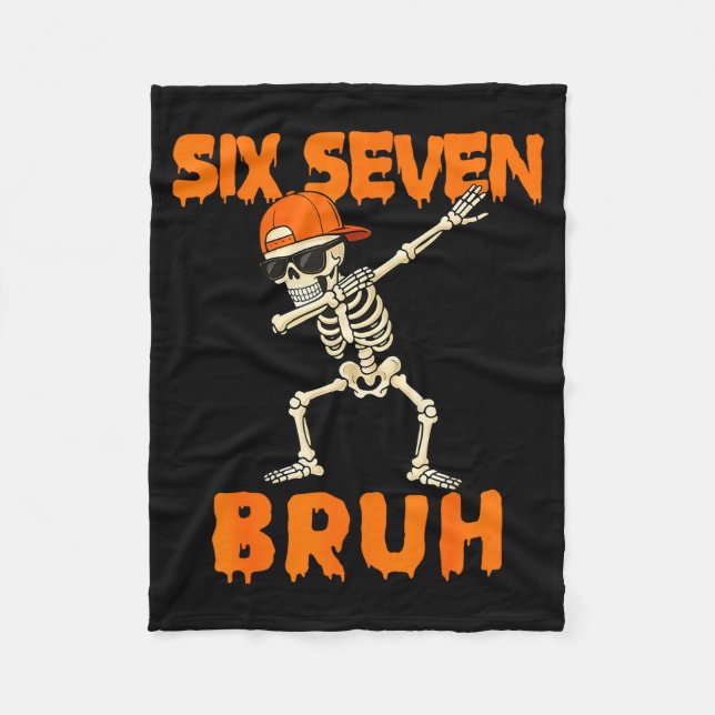 67 Halloween Funny Six Seven Meme Brainrot Pumpkin Fleece Blanket (Front)