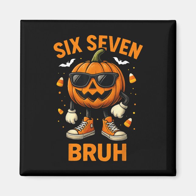 67 Halloween Funny Six Seven Meme Brainrot Pumpkin Magnet (Front)