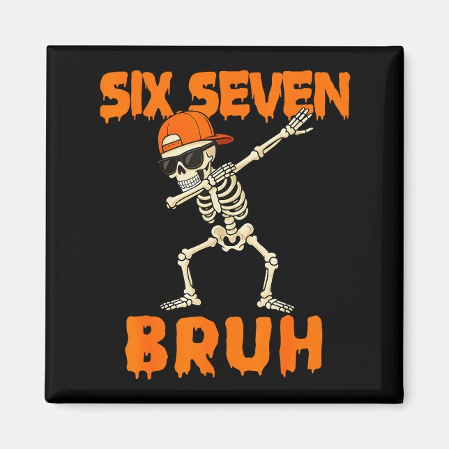 67 Halloween Funny Six Seven Meme Brainrot Pumpkin Magnet (Front)