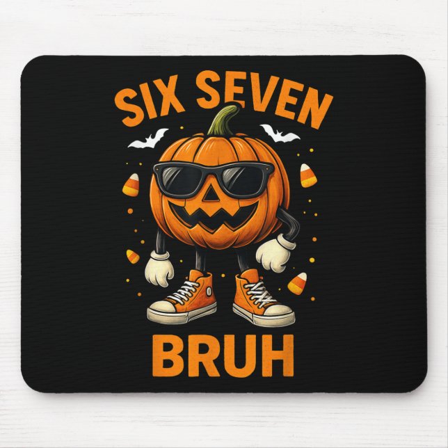67 Halloween Funny Six Seven Meme Brainrot Pumpkin Mouse Mat (Front)