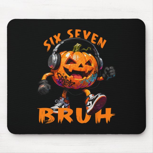 67 Halloween Funny Six Seven Meme Brainrot Pumpkin Mouse Mat (Front)