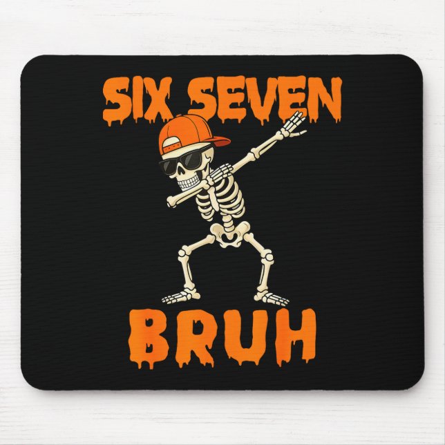 67 Halloween Funny Six Seven Meme Brainrot Pumpkin Mouse Mat (Front)