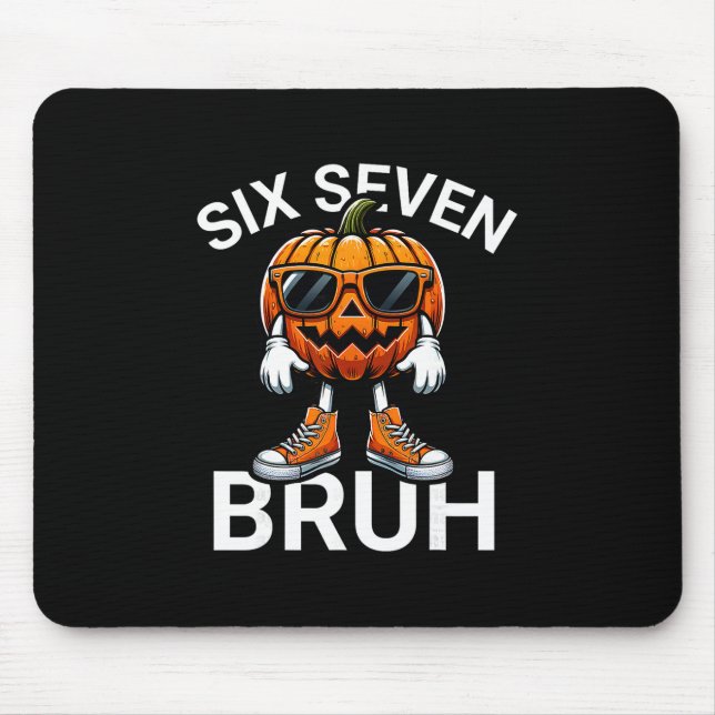 67 Halloween Funny Six Seven Meme Brainrot Pumpkin Mouse Mat (Front)