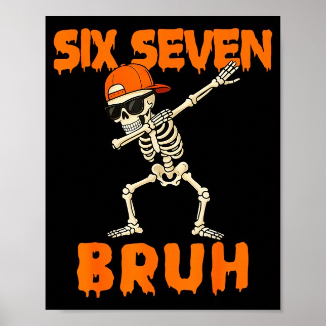 67 Halloween Funny Six Seven Meme Brainrot Pumpkin Poster (Front)