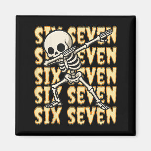 67 Halloween Funny Six Seven Meme Brainrot Skeleto Magnet