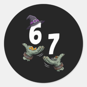 67 halloween girls witch six seven 6 7 meme trick classic round sticker