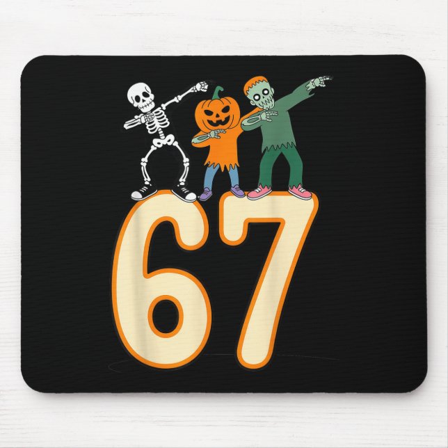 67 Halloween Meme 6 7 Numbers Six Seven Skeleton  Mouse Mat (Front)