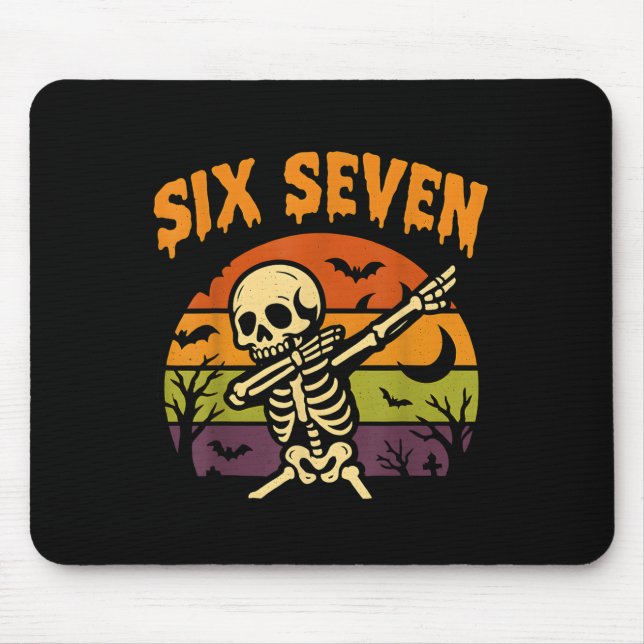 67 Halloween Meme 6 7 Skeleton Six Seven Numbers F Mouse Mat (Front)