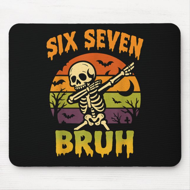 67 Halloween Meme 6 7 Skeleton Six Seven Numbers F Mouse Mat (Front)