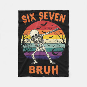 67 Halloween Meme Six Seve Skeleton Numbers Funny Fleece Blanket