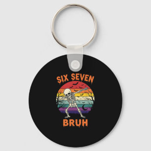 67 Halloween Meme Six Seve Skeleton Numbers Funny Key Ring