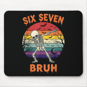 67 Halloween Meme Six Seve Skeleton Numbers Funny Mouse Mat