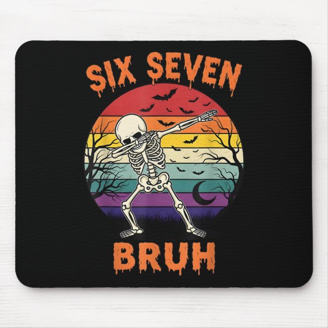67 Halloween Meme Six Seve Skeleton Numbers Funny  Mouse Mat (Front)