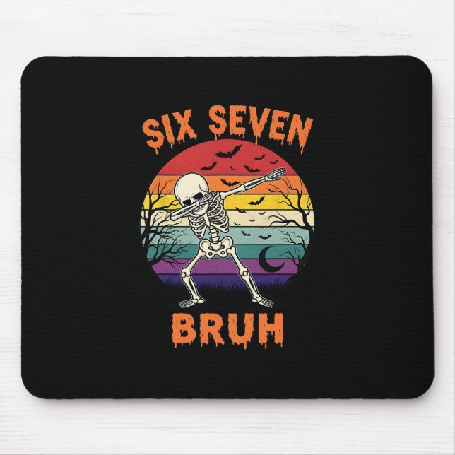 67 Halloween Meme Six Seve Skeleton Numbers Funny  Mouse Mat (Front)