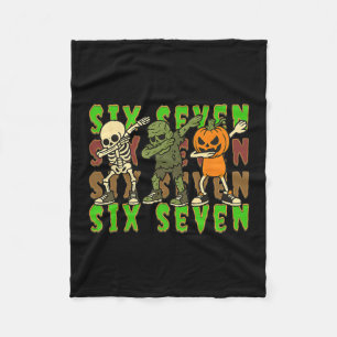 67 Halloween Meme Six Seven Dabbing Skeleton Zombi Fleece Blanket