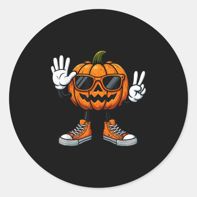 67 Halloween Pumpkin Funny Brainrot Meme Kids Six  Classic Round Sticker (Front)