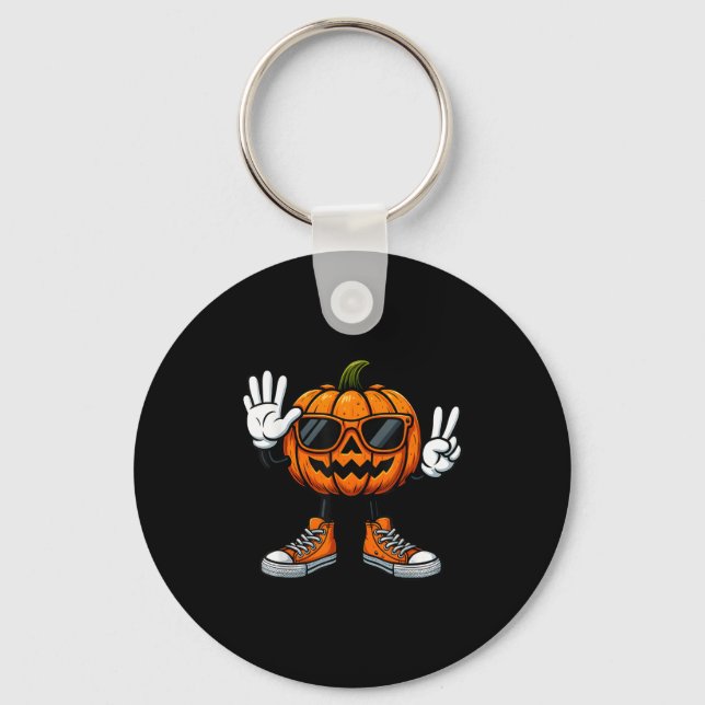 67 Halloween Pumpkin Funny Brainrot Meme Kids Six  Key Ring (Front)