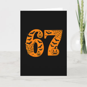 67 Halloween Six Seven Brainrot Meme Boys Kids Fun Card