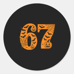 67 Halloween Six Seven Brainrot Meme Boys Kids Fun Classic Round Sticker