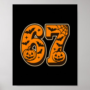 67 Halloween Six Seven Brainrot Meme Boys Kids Fun Poster
