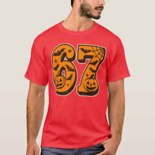 67 Halloween Six Seven Brainrot Meme Boys Kids Fun T-Shirt