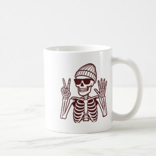 67 Halloween Skeleton Peace Sign Funny Meme Six Se Coffee Mug