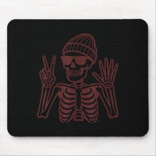 67 Halloween Skeleton Peace Sign Funny Meme Six Se Mouse Mat