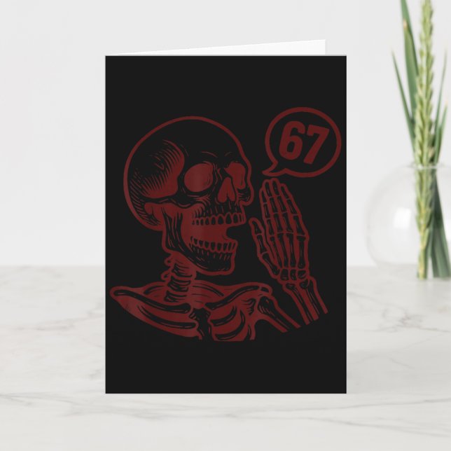 67 Halloween Skeleton Six Seven Meme Brainrot Funn Card (Front)