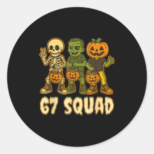 67 Halloween Squad Pumpkin Six Seven Boys Brainrot Classic Round Sticker