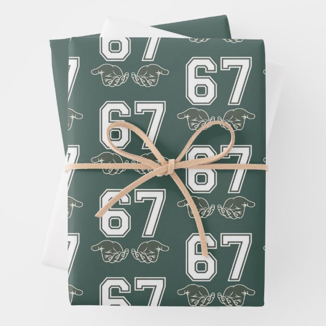 67 Hand Funny Six Seven Meme Generation Alpha  Wrapping Paper Sheet (In situ)