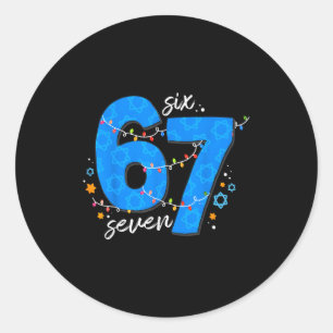 67 Hanukkah Jewish Holiday Menorah Six Seven Meme  Classic Round Sticker