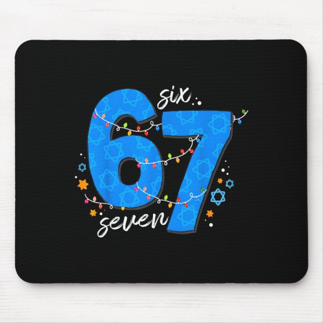 67 Hanukkah Jewish Holiday Menorah Six Seven Meme  Mouse Mat (Front)