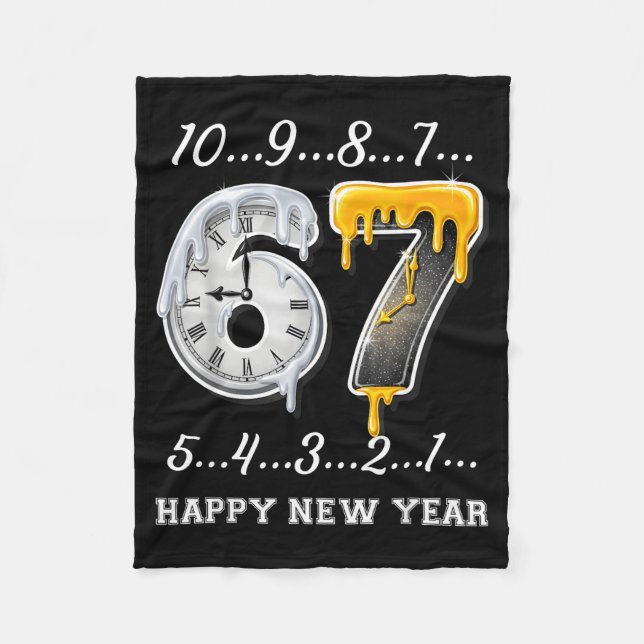 67 Happy New Year Six Seven Funny Countdown 2026 B Fleece Blanket (Front)