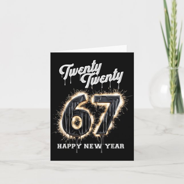 67 Happy New Year's Eve Six Seven Funny 2026 Brain Card (Front)