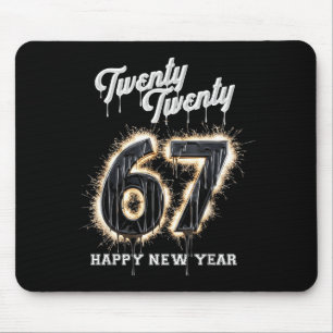 67 Happy New Year's Eve Six Seven Funny 2026 Brain Mouse Mat