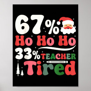 67% Ho Ho Ho 33% Teacher Tired Retro Christmas 67  Poster