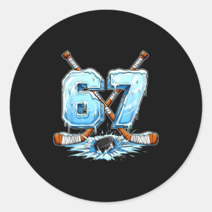 67 Hockey Drip Number Funny Meme Style Boys Graphi Classic Round Sticker