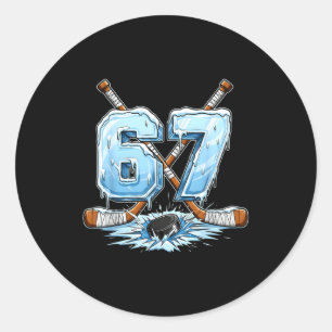 67 Hockey Drip Number Funny Meme Style Boys Graphi Classic Round Sticker