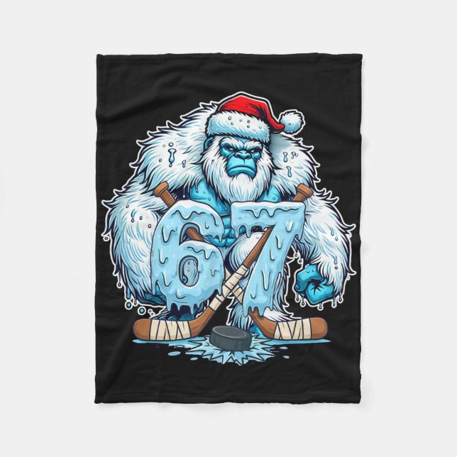 67 Hockey Drip Number Funny Meme Style Boys Graphi Fleece Blanket (Front)