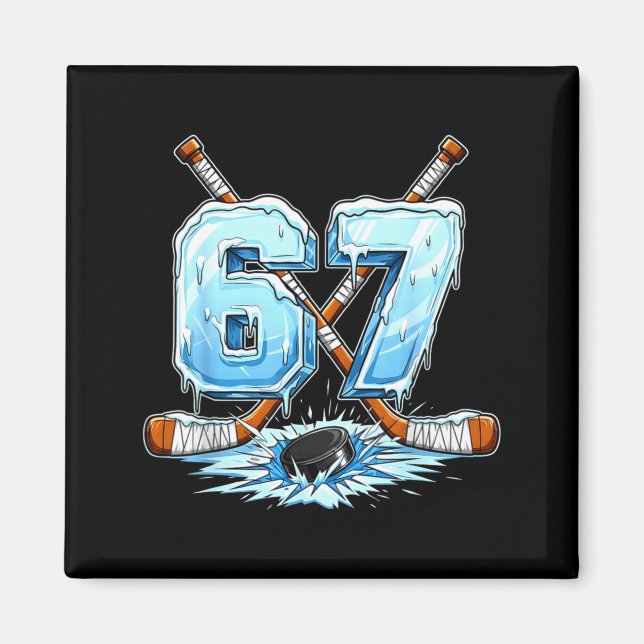 67 Hockey Drip Number Funny Meme Style Boys Graphi Magnet (Front)