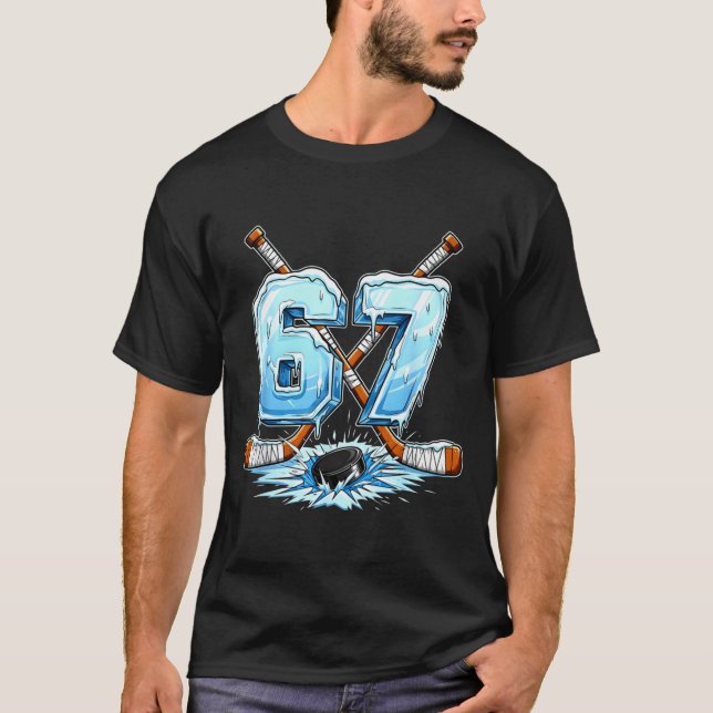 67 Hockey Drip Number Funny Meme Style Boys Graphi T-Shirt (Front)