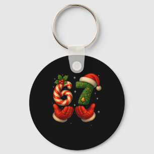 67 Hockey Hands Funny Christmas Meme Santa Key Ring