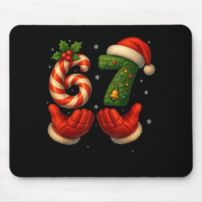 67 Hockey Hands Funny Christmas Meme Santa  Mouse Mat (Front)