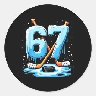 67 Hockey Ice Cream Drip Gen Alpha Slang Boys Men Classic Round Sticker