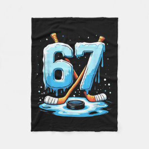 67 Hockey Ice Cream Drip Gen Alpha Slang Boys Men Fleece Blanket