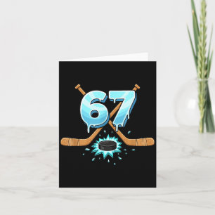 67 Hockey Ice Puck Smash Funny Boys Hockey Number Card