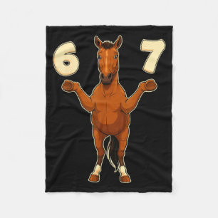 67 Horse Funny Gen Alpha Slang Kids Teens Number T Fleece Blanket
