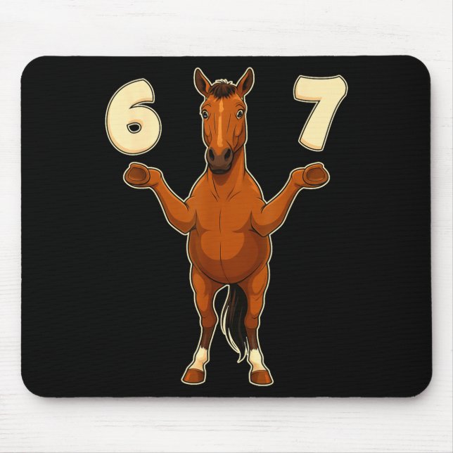 67 Horse Funny Gen Alpha Slang Kids Teens Number T Mouse Mat (Front)