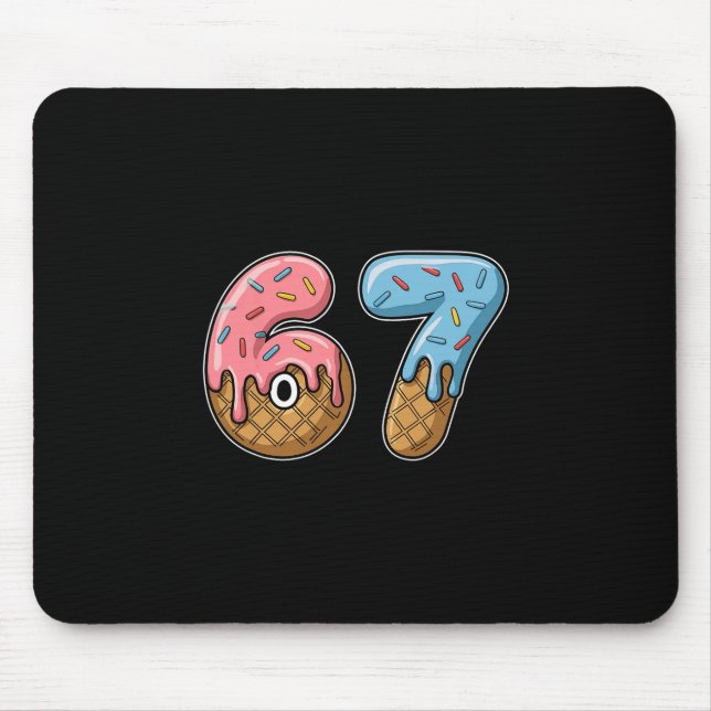 67 Ice Cream 67 Meme Funny Six Seven Gen Alpha Men Mouse Mat (Front)